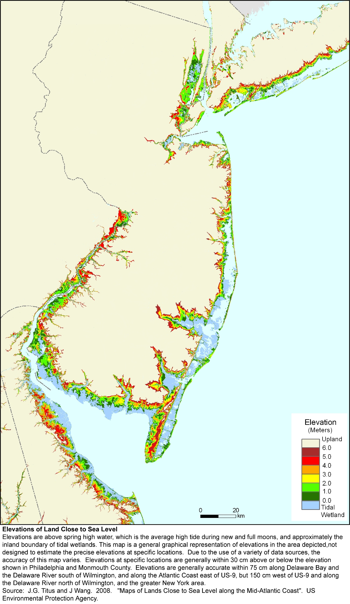 New Jersey elevation map